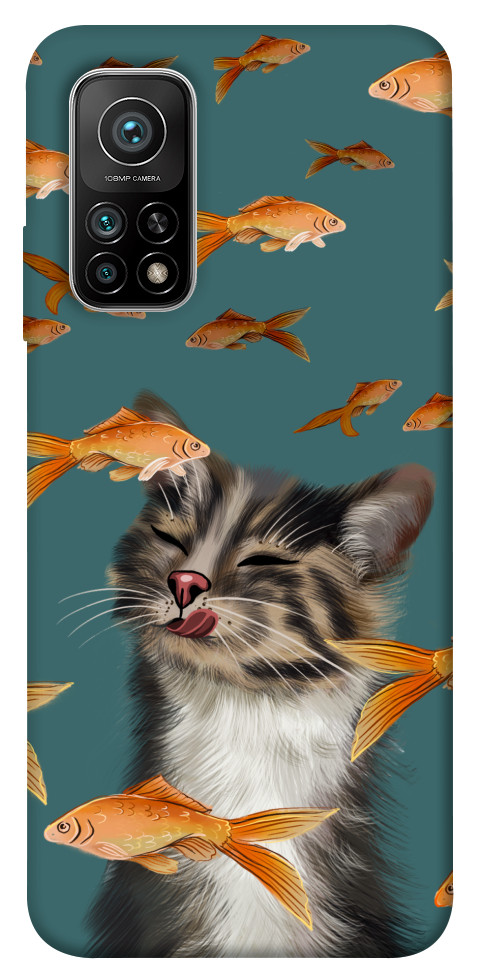 Чехол Cat with fish для Xiaomi Mi 10T