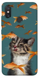 Чехол Cat with fish для Xiaomi Mi 8