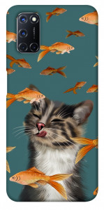 Чехол Cat with fish для Oppo A92