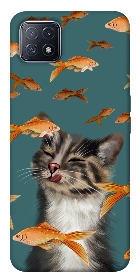 Чехол Cat with fish для Oppo A73