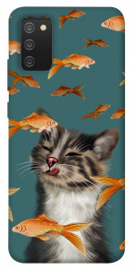 Чохол Cat with fish для Galaxy A02s