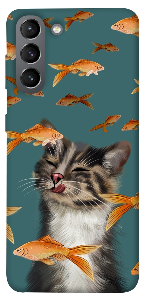 Чохол Cat with fish для Galaxy S21