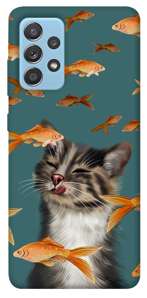 Чехол Cat with fish для Galaxy A52