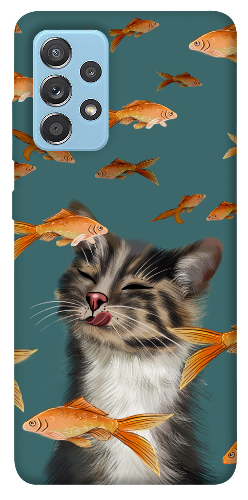 Чохол Cat with fish для Galaxy A52