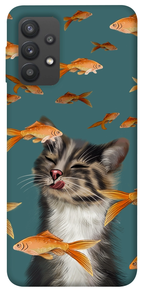 Чехол Cat with fish для Galaxy A32 4G