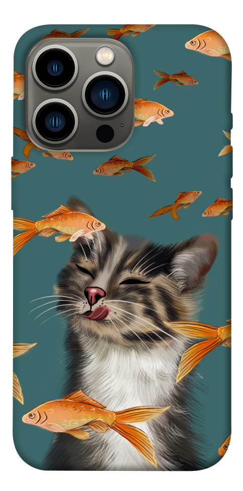 Чохол Cat with fish для iPhone 13 Pro