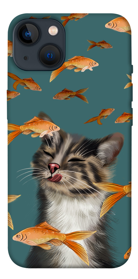 Чохол Cat with fish для iPhone 13