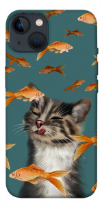 Чехол Cat with fish для iPhone 13