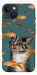 Чохол Cat with fish для iPhone 13