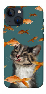 Чехол Cat with fish для iPhone 13 mini