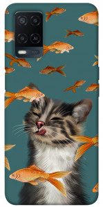Чехол Cat with fish для Oppo A54 4G