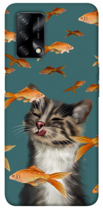 Чехол Cat with fish для Oppo A74 4G