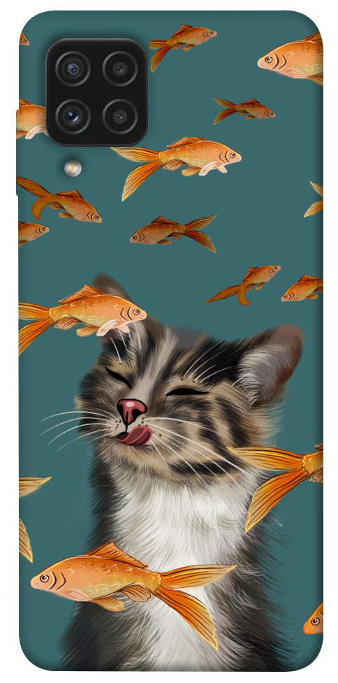 Чехол Cat with fish для Galaxy A22 4G