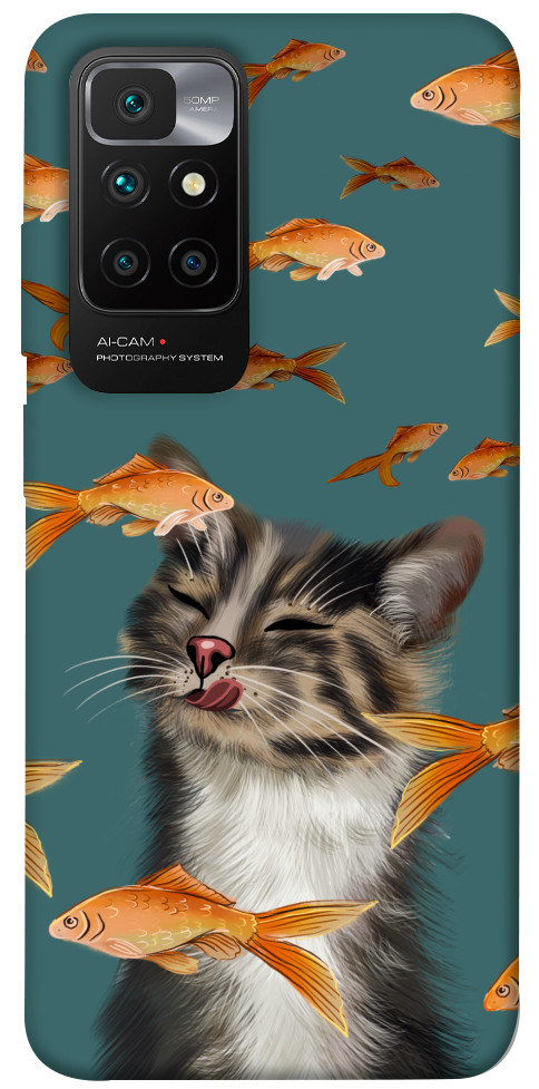 Чехол Cat with fish для Xiaomi Redmi 10