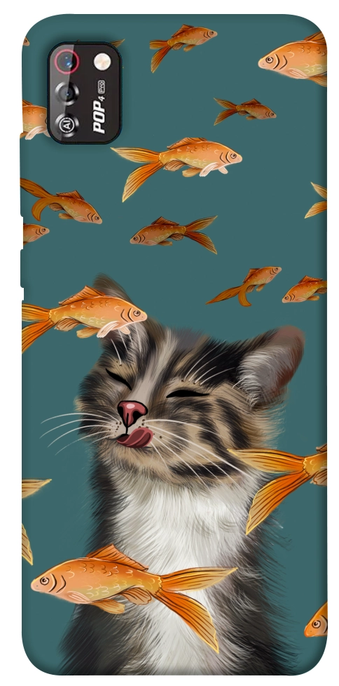 Чохол Cat with fish для TECNO POP 4 Pro