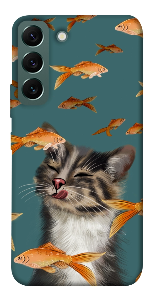 Чехол Cat with fish для Galaxy S22