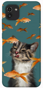 Чохол Cat with fish для Galaxy A03