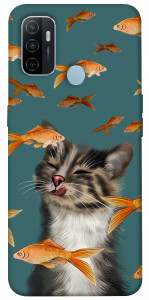 Чехол Cat with fish для Oppo A32