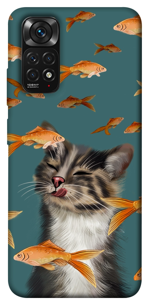 Чехол Cat with fish для Xiaomi Redmi Note 11 (Global)