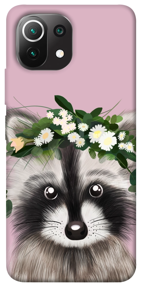 Чехол Raccoon in flowers для Xiaomi Mi 11 Lite