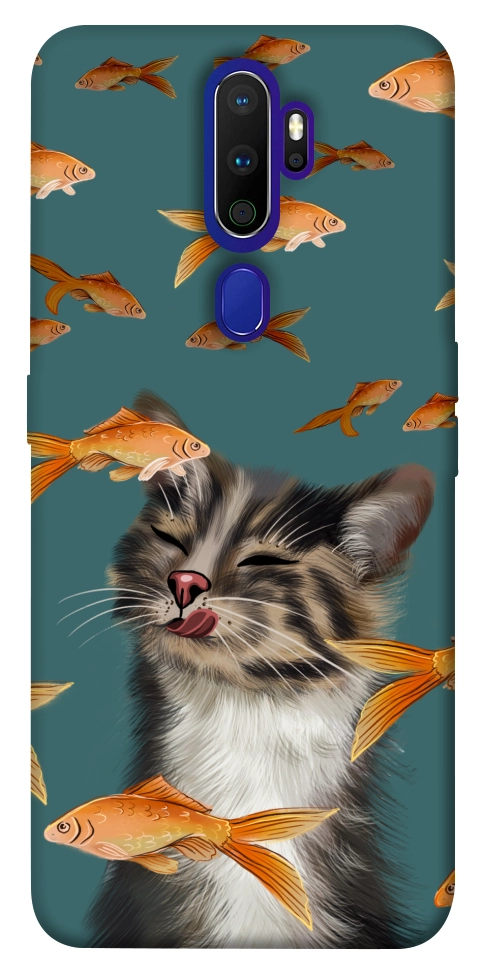 Чехол Cat with fish для Oppo A9 (2020)