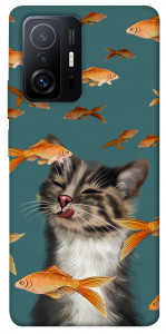 Чехол Cat with fish для Xiaomi 11T Pro