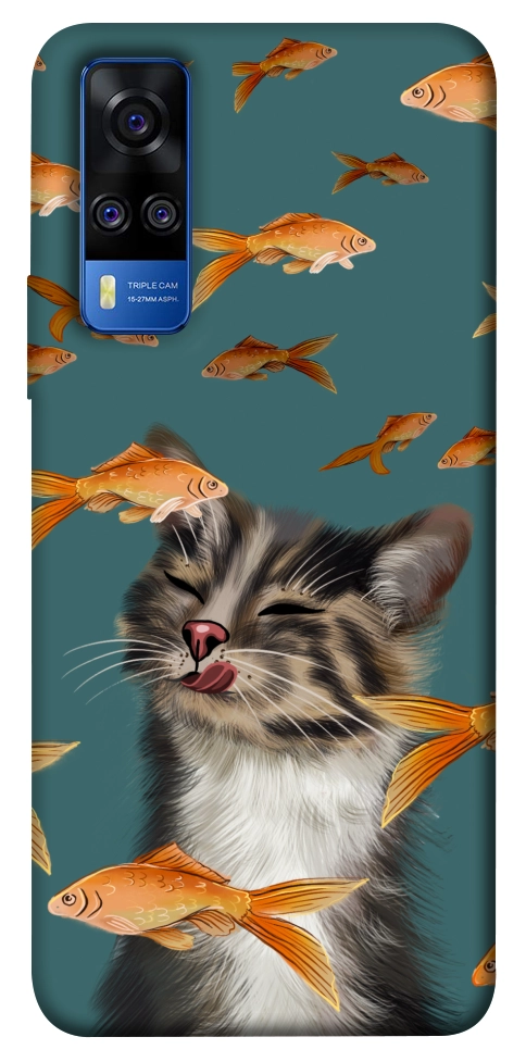 Чехол Cat with fish для Vivo Y51a