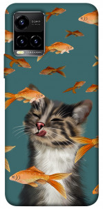 Чехол Cat with fish для Vivo Y33s