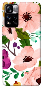 Чехол Акварельные цветы для Xiaomi Redmi Note 11 5G