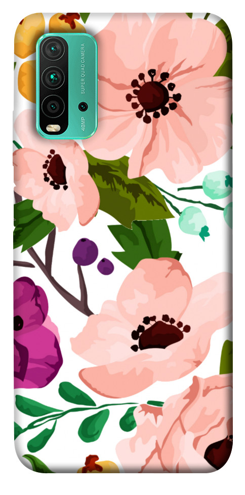 Чохол Акварельні квіти для Xiaomi Redmi Note 9 4G