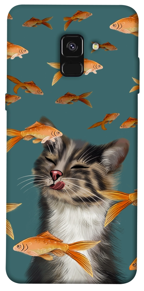 Чохол Cat with fish для Galaxy A8 (2018)