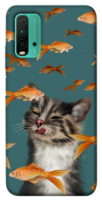 Чехол Cat with fish для Xiaomi Redmi 9T