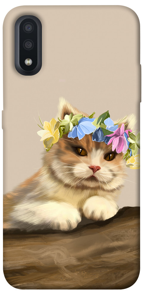 Чохол Cat in flowers для Galaxy A01