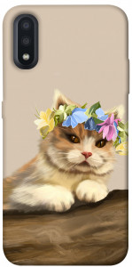 Чехол Cat in flowers для Galaxy A01