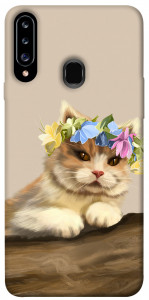 Чехол Cat in flowers для Galaxy A20s (2019)