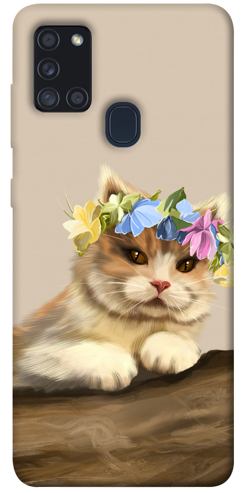 Чохол Cat in flowers для Galaxy A21s (2020)