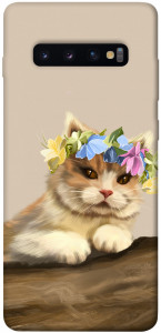 Чехол Cat in flowers для Galaxy S10 Plus (2019)