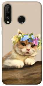 Чохол Cat in flowers для Huawei P30 Lite