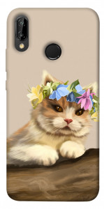 Чохол Cat in flowers для Huawei P20 Lite