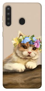 Чохол Cat in flowers для Galaxy A21