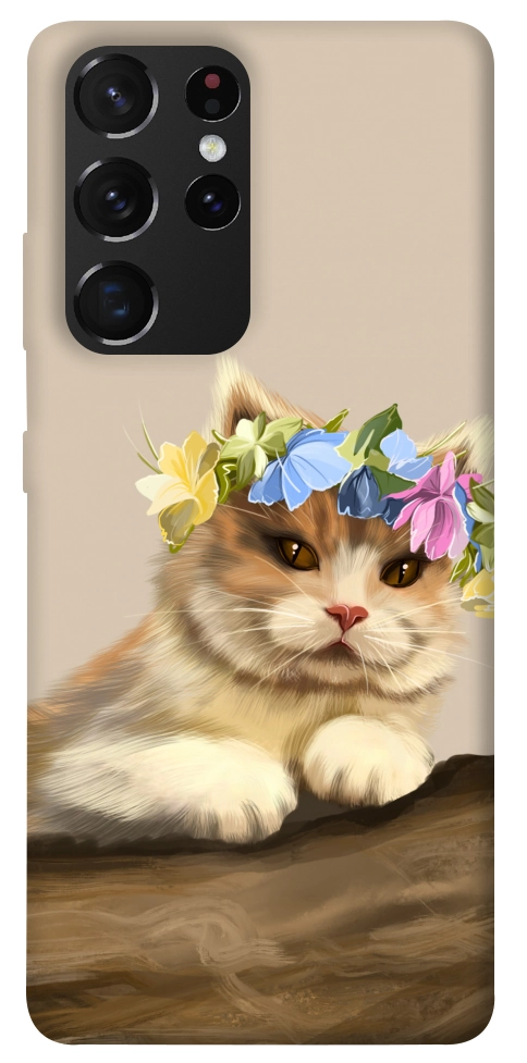 Чехол Cat in flowers для Galaxy S21 Ultra