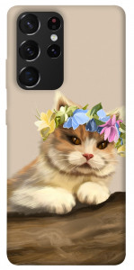 Чохол Cat in flowers для Galaxy S21 Ultra