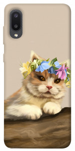 Чехол Cat in flowers для Galaxy A02