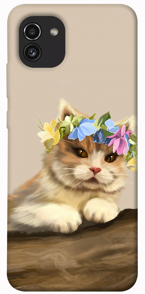 Чохол Cat in flowers для Galaxy A03