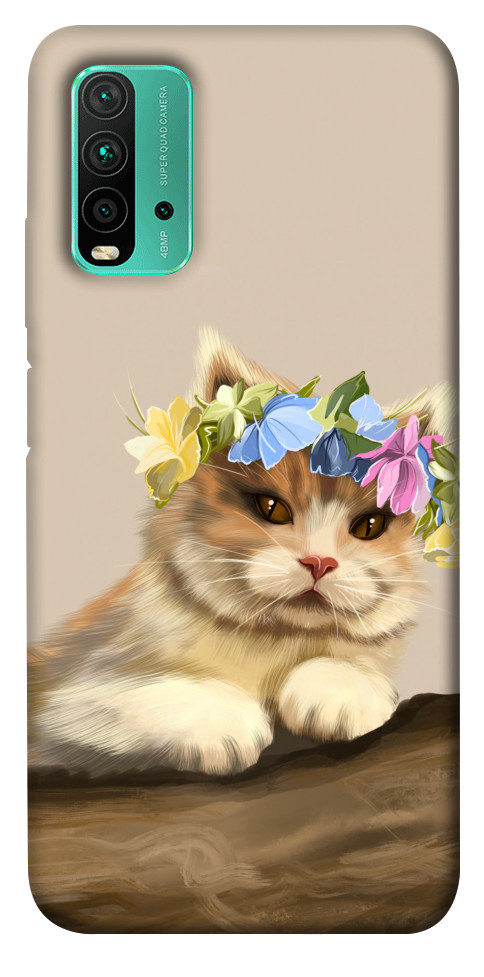 Чехол Cat in flowers для Xiaomi Redmi Note 9 4G