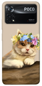 Чехол Cat in flowers для Xiaomi Poco X4 Pro