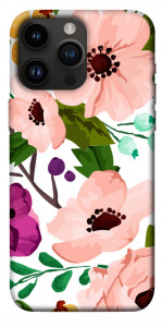 Чехол Акварельные цветы для iPhone 14 Pro Max