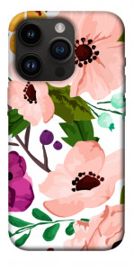 Чехол Акварельные цветы для iPhone 14 Pro
