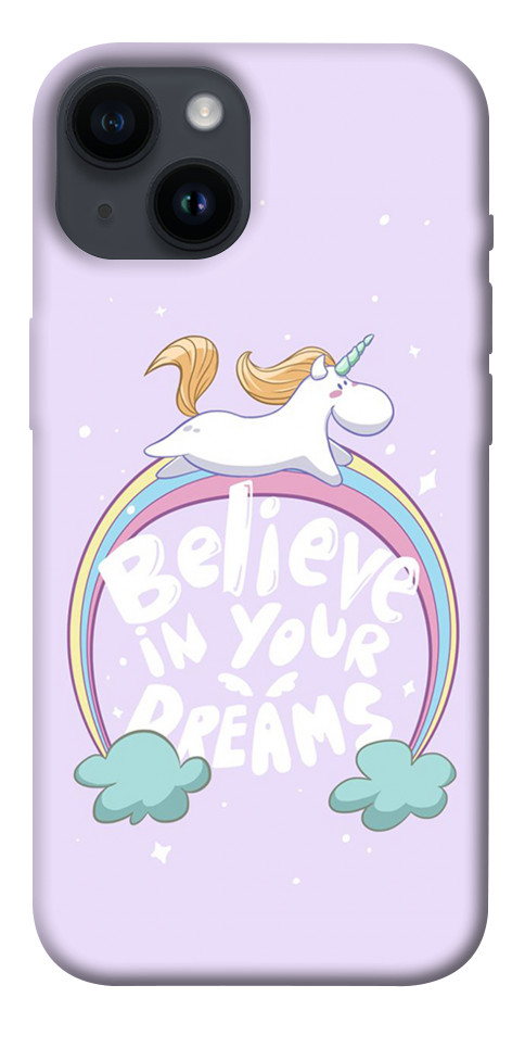 Чехол Believe in your dreams unicorn для iPhone 14