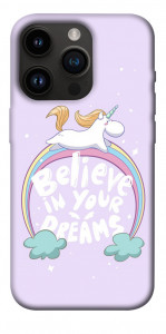 Чехол Believe in your dreams unicorn для iPhone 14 Pro